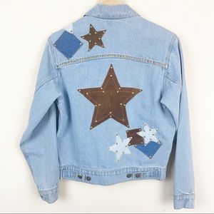 FREE PEOPLE Lone Star jean jacket M leather Retro